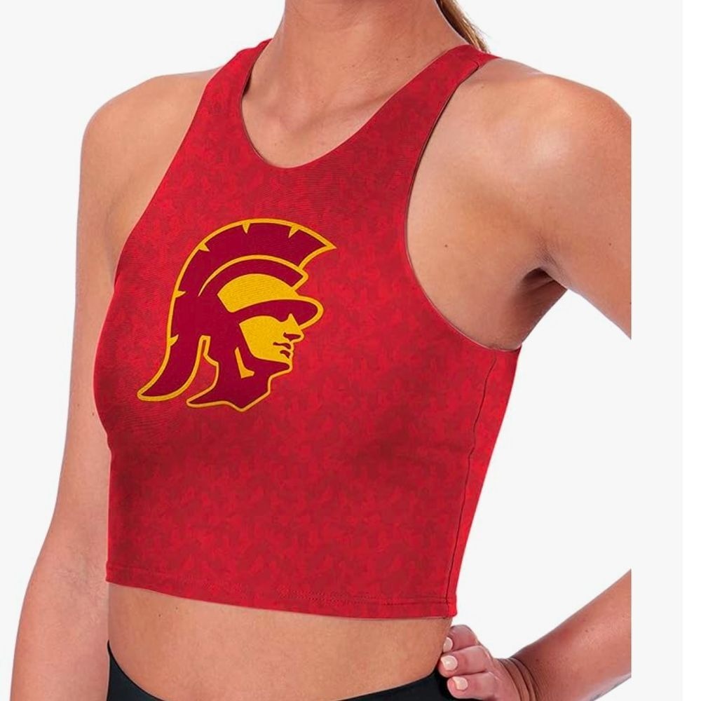 USC TROJANS NCAA Certo Crosstown Midi Cropped Tank Bra Red Size‎ Large NWT